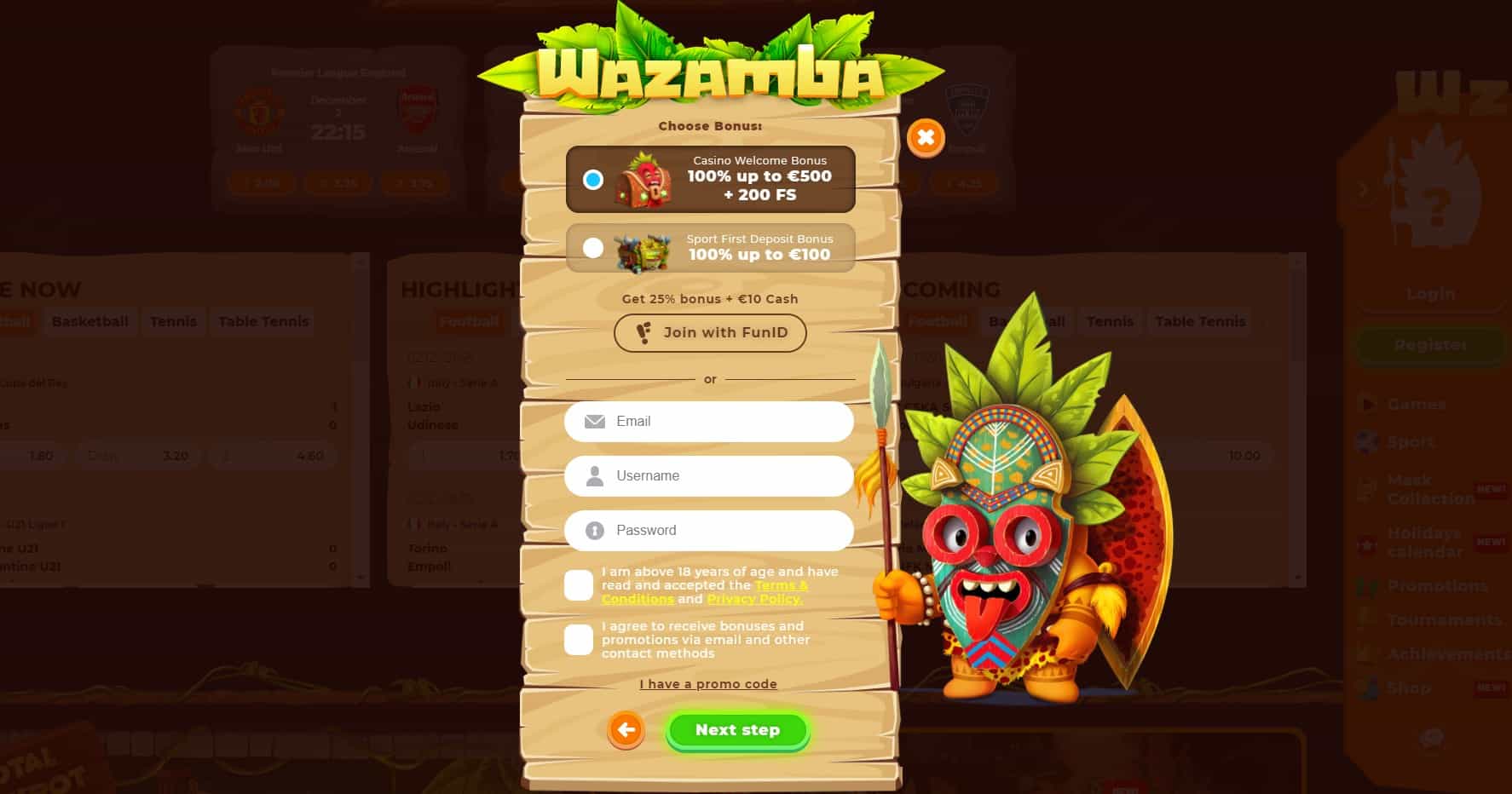 Wazamba Casino Registration