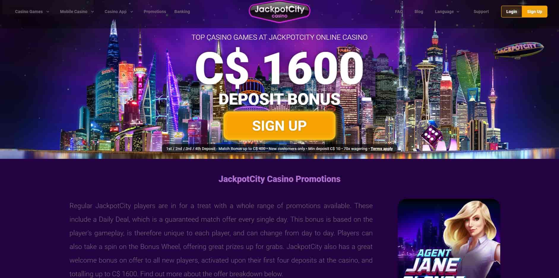 Jackpot City Casino Bonus 