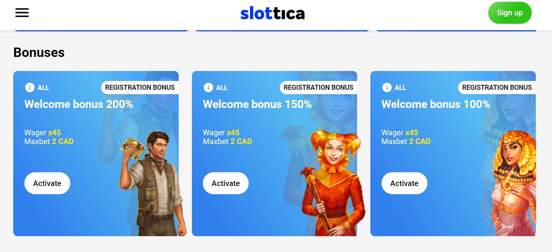 Slottica Casino Bonuses