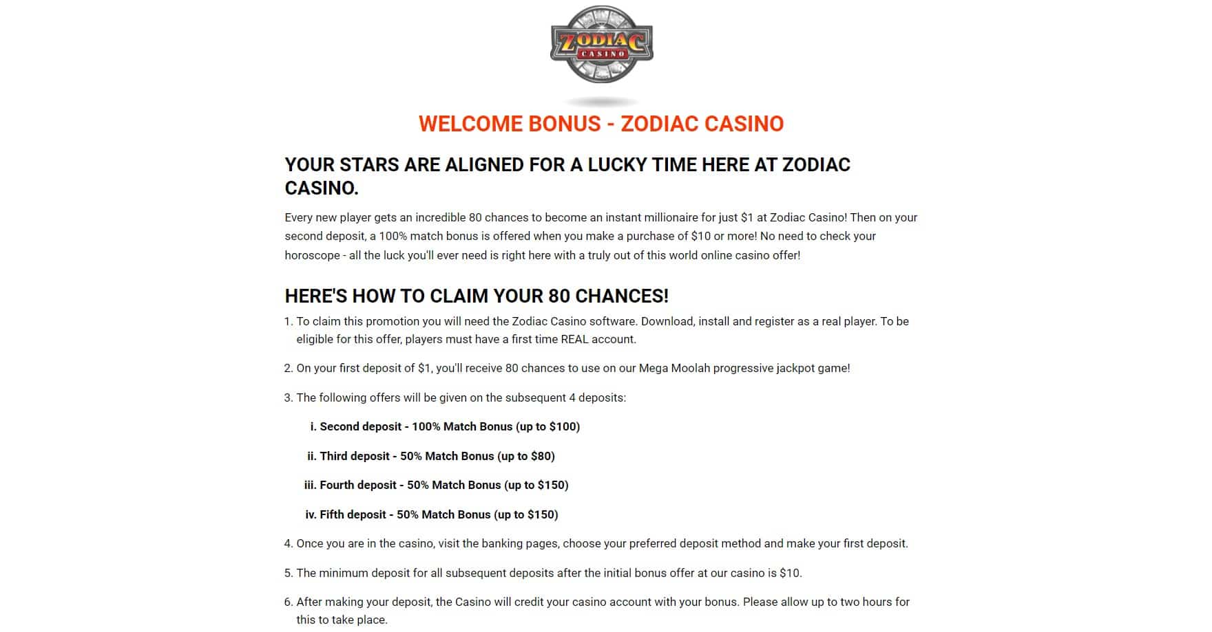 Explore Zodiac Casino Bonus Offers