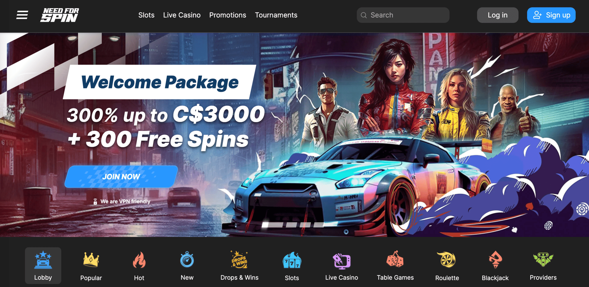 Need For Spin home page